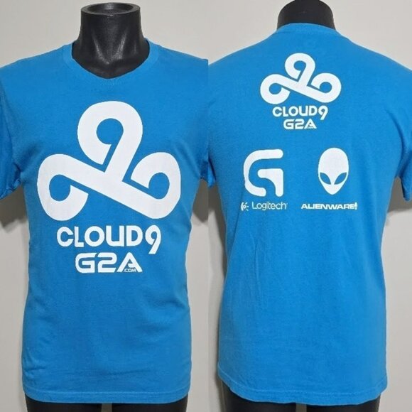 Cloud9 esports Jersey Tee Shirt M Mens Blue Logitech g2a Alienware Gamer T-shirt - Picture 1 of 11